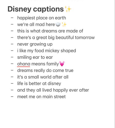 Disneyland Post Captions, Captions For Disneyland Pictures, Moana Captions Instagram, Caption For Park Pictures, Disney Trip Quotes, Disney Birthday Captions Instagram, Magic Kingdom Captions Instagram, Disney Photo Dump Captions, Disney Princess Captions For Instagram