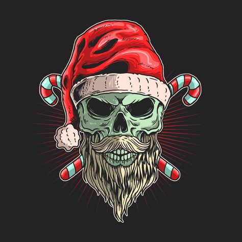 Happy Birthday Mom Poems, Titanic Tattoo, Tattoo Crane, Beard Illustration, Skull Santa, Kraken Art, Zombie Christmas, Skull Christmas, Christmas Skull