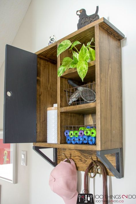 Wall organizer, DIY wall organizer, Pottery Barn inspired wall organizer, pet organizer, storage rack, front door organizer, pet organizer Dog Leash Holder Diy, Dog Supplies Storage, Diy Cubby, Pottery Wheel Diy, Wall Organizer Diy, Pottery Barn Diy, Barnwood Wall Art, Pet Supplies Organization, Jen Woodhouse