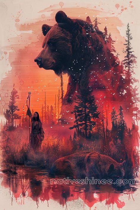 Bear Native American, Sacred Forest, Bear Spirit Animal, Native American Drawing, Native American Paintings, Native American Artifacts, Native American Peoples, Native American Heritage, Southwest Art