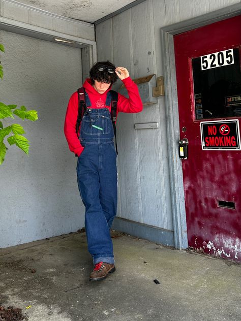 Overall Fits Men, Guys In Overalls, Male Overalls Outfit, Men’s Overalls Outfit, Mens Overalls Outfits, Overalls Outfit Men, Boy In Overalls, Overalls Men Fashion, Guy Clothing