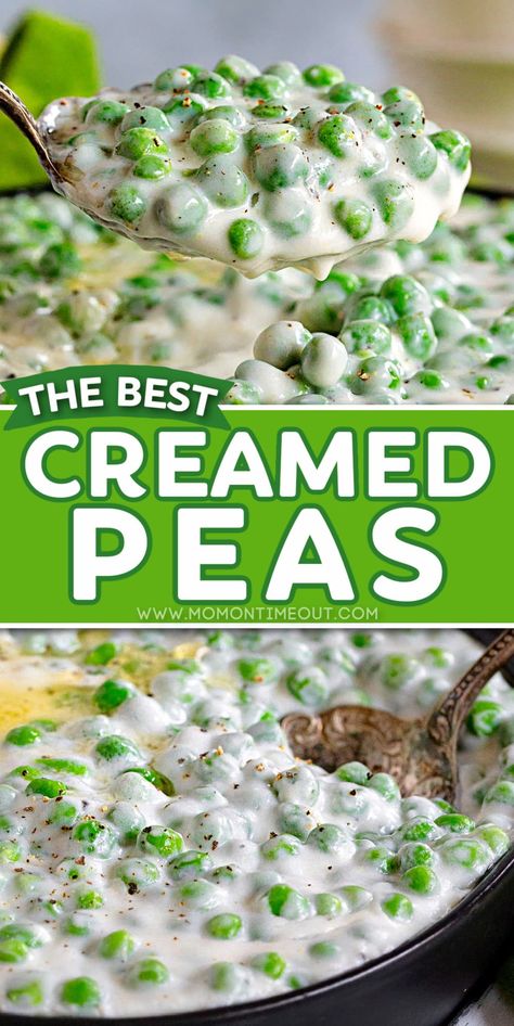 Cream Peas Recipe, Creamed Peas Recipe, Cream Vegetables, Creamed Peas And Potatoes, Cheese Peas, Peas Recipes, Creamed Corn Recipes, Veggies Recipes, Creamed Peas