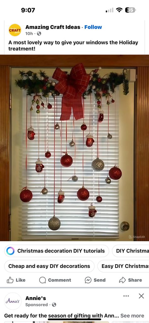 Christmas Decor Ideas For Windows, Christmas Window Decor, Christmas Window Decorations, Christmas Window, Christmas Decor Ideas, Window Decor, Ornament Decor, Christmas Ideas, Christmas Decor