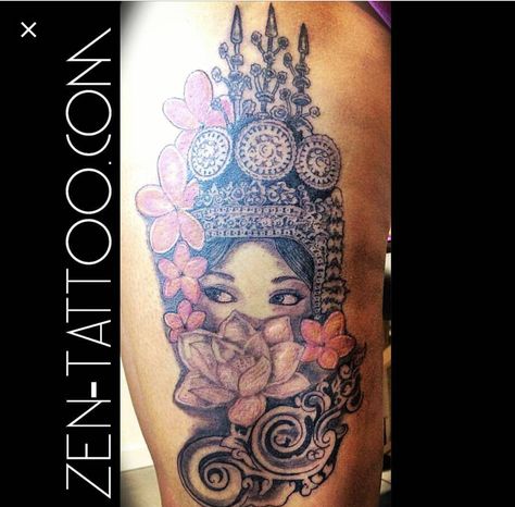 Apsara Tattoo, Cambodian Tattoo, Zen Tattoo, Khmer Tattoo, Arm Tats, Crown Tattoo, Cute Tattoos, Tattoo Studio, Skull Tattoo