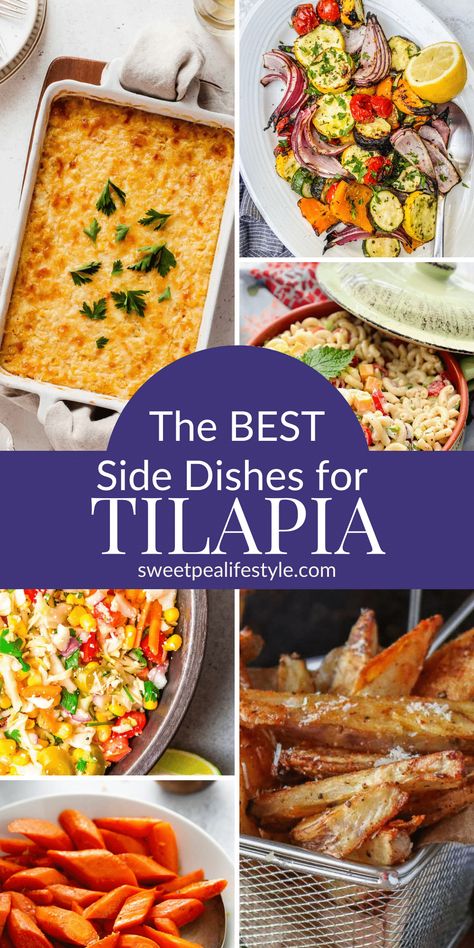 The best side dishes for tilapia are delicious recipes that are simple to make and filled with flavor! This is what goes with tilapia! What To Make With Tilapia, Side Dishes For Tilapia Dinners, What To Serve With Tilapia, Side Dishes For Tilapia, Tilapia Sides, Tilapia Side Dishes, Best Dressing Recipe, Roasted Vegetables Healthy, Tilapia Dinner