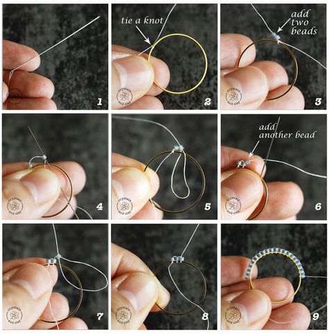 Make Beaded Earrings, Hoop Earrings Diy, Crystal Wedding Dress, Easy Diy Ideas, Beaded Earrings Tutorials, Beaded Earrings Diy, Make Earrings, Beaded Jewelry Tutorials, Seed Bead Tutorial