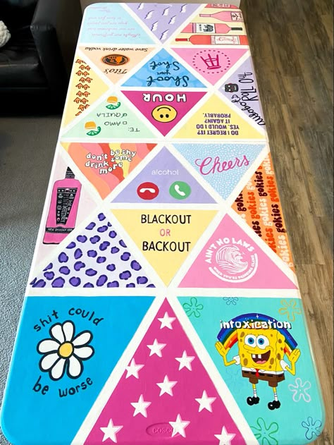 Beer Pong Table Painting, Champagne Pong, Alcoholic Art, Beerpong Table, Cup Pong, Beer Pong Table Diy, Bp Table, Pong Table Painted, Diy Beer Pong Table