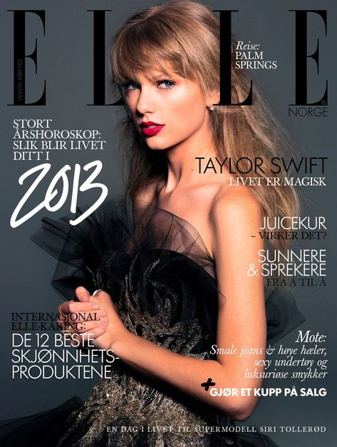 Issue: January 2013 Taylor Swift Elle Photoshoot, Magazine Covers Aesthetic, Taylor Swift Magazine Cover, Elle Covers, Taylor Swift Photoshoot, Vogue Photoshoot, Song Cover, Prettiest Girl, Fashion Magazine Cover