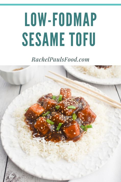 Low-FODMAP 30-Minute Sesame Glazed Tofu; Gluten-free, Vegan | Rachel Pauls Food Low Fodmap Tofu Marinade, Vegetarian Low Fodmap Recipes, Mop Recipes, Diviticulitis Diet, Tvp Recipes, Glazed Tofu, Fodmap Vegan, Chrons Disease, Ibs Friendly Food