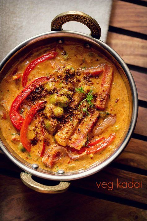 veg kadai recipe with step by step pics – restaurant style delicious kadai vegetable gravy recipe. you can make this veg kadai gravy on weekends or for festive or family occasions as the gravy is a bit rich. #vegkadai #kadaiveg #mixveg #vegetablekadai Veg Medley, Indian Vegetable Recipes, Vegetable Gravy, Veg Recipes Of India, Veg Curry, Veggies Recipes, Aloo Gobi, Punjabi Food, Indian Vegetarian Recipes