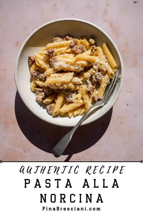 Pasta Alla Norcina. Pasta Norcina Recipe, White Wine Sausage Pasta, Pasta Norcina, Norcina Pasta, Recipe For Pasta, Pasta Noodle Recipe, White Sauce Pasta, Italian Pasta Dishes, Scrumptious Food