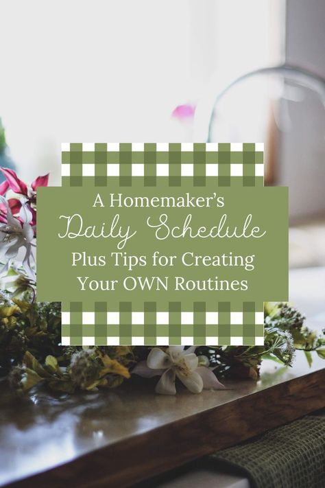 Click now to check out this real life example of a homemakers daily schedule, plus tips for creating your own effective homemaking routines! Homesteading Daily Schedule, Homestead Schedule Daily, Homemaking Schedule, Pioneer Lifestyle, Homemaking Inspiration, My Daily Schedule, Family Routine, Homemaking Ideas, Free Wedding Planner Printables