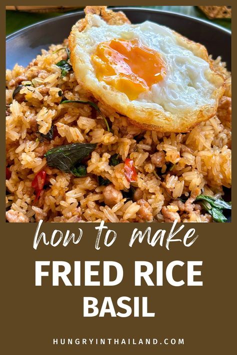 This quick and easy weeknight dinner is made with spicy chilies and fresh basil for a Thai-style twist on classic fried rice. Perfect for making ahead of time!