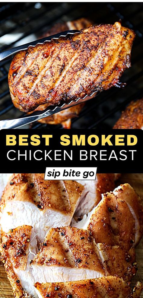 best smoked chicken breast Traeger recipe images with text overlay Smoked Chicken On A Pellet Grill, Smoker Grill Recipes Chicken, Smoked Grilled Chicken, Bbq Chicken On Pellet Grill, Chicken On The Pellet Grill, Grilled Chicken On Pellet Grill, Pellet Grill Whole Chicken Recipes, Chicken On Smoker Recipes, Bbq Smoker Recipes Chicken