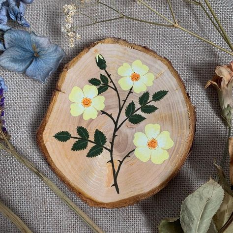 Painting On Wood Acrylic, Painting Ideas On Wood Easy, Log Painting, Log Slice, Wood Slice Art, Gem Crafts, Creative Diy Gifts, Wood Painting Art, Wood Slice Ornament