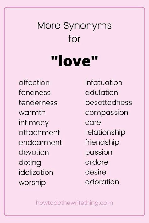 Synonyms For Love, More Synonyms, Aesthetic Writing, Writing Inspiration Tips, Writing Prompts For Writers, Writing Dialogue Prompts, Essay Writing Skills, Writing Motivation, Interesting English Words