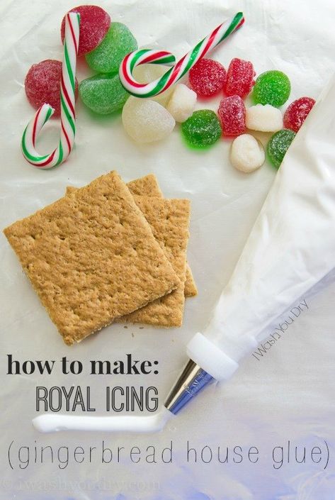 Gingerbread House Glue, Icing Gingerbread House, Royal Icing Gingerbread House, Decorating Icing Recipe, Gingerbread House Icing, Best Royal Icing Recipe, Gingerbread Party, Sugar Icing, Royal Icing Recipe