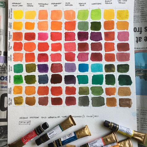 LizzVisions : Mijello Mission Gold Watercolor Mixing Chart | ART + DESIGN | #watercolor #painting #color Watercolor Mixing Chart, First Sketch, Mermaid Statues, Fairy Statues, Greek Statues, Watercolor Mixing, Gouache Paint, Gold Watercolor, Favorite Subject