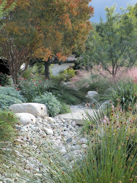 Dry Stream, Low Water Landscaping, Low Water Gardening, Dry Creek Bed, Dry River, Australian Native Garden, Waterwise Garden, Drought Tolerant Garden, Native Gardens