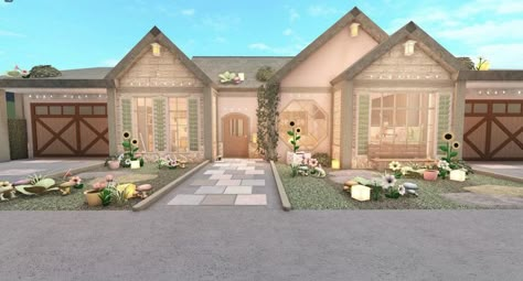 Bloxburg Front Garden Ideas, House Layouts 3 Story, House Layouts 3 Bedroom, Front Yard Bloxburg, Bloxburg House Ideas Front Yard, Bloxburg Front Yard, Bloxburg Front Yard Ideas, Bedrooms Bloxburg, Bloxburg Small House