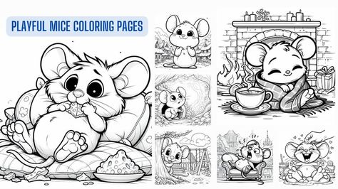 Playful Mice Coloring Pages Mouse And Mushroom, Mushroom Cartoon, Steampunk Animals, Mouse Color, Cars Coloring Pages, Coloring Book Art, Animal Coloring Pages, Adult Coloring Pages, Mice