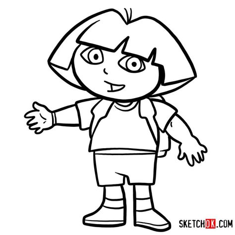 How to draw Dora the Explorer Dora The Explorer Drawing, Explorer Drawing, Dora Drawing, Dora Pictures, Dora Explorer, Drawing Cartoon Characters, Cute Canvas Paintings, Cute Canvas, Drawing Cartoon