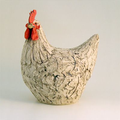 Orchard Pottery | Pottery Devon | Handmade Pottery Devon | Handmade Stoneware Devon | Handmade Resin Devon | Handmade Bronze Devon Ceramic Sculpture Ideas, Quirky Pottery, Ceramic Sculpture Figurative, Ceramic Chicken, Clay Birds, Pottery Animals, Med Tech, Ceramic Texture, Garden Pottery