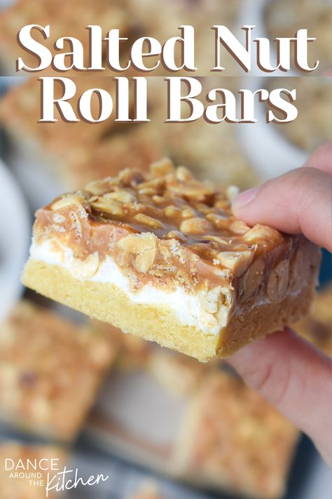 Salted Nut Bars Recipe, Nut Roll Bars, Salted Peanut Bars, Salted Nutroll Bars, Salted Nut Roll Fudge, Savory Bars Recipes, The Best Bars Recipes, 9x13 Bar Recipes, Nut Bars Recipe