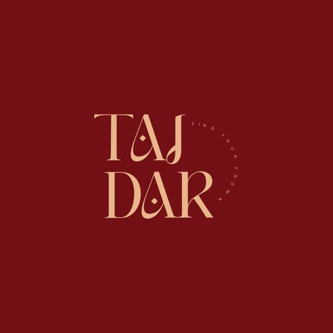 TAJDAR: FIND YOUR CROWN Secondary Logo. Red and Gold version. #logo #brandidentity #luxurybranding #brandconcept #jewellerybrand #secondarylogo #southasianjewellery Red Logo Design Ideas, Ruby Logo Design, Maroon Branding, Red Brand Identity, Red And Gold Branding, Red Logo Design, Red And Yellow Logo, Makeup Logo Design, Gold Logo Design