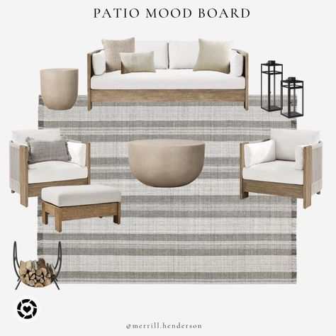 Light Wood Patio Furniture, Outdoor Upholstered Furniture, Outdoor Furniture Trends 2023, Neutral Patio Furniture, Crate And Barrel Outdoor Furniture, Outdoor Patio Mood Board, Covered Porch Furniture Ideas, Concrete Patio Furniture Ideas, Gray Patio Furniture Decor