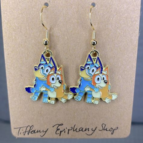 Bluey & Bingo Earrings Made With Gold Plated Sterling Silver Ear Wires For Sensitive Ears Nwt Bingo Earrings, 80s Stuff, Earrings For Sensitive Ears, Bluey Bingo, Epiphany, Sensitive Ears, Cute Earrings, Halle, Gold Plated Sterling Silver