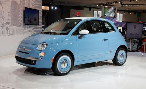 the 2014 limited "1957 Edition" in Celestial Blue with white roof and mirror caps. Retro! Vision Board Car, Car Desktop Wallpaper, Fiat 500 Colours, Fiat Logo, Fiat 500 Pop, New Fiat, Neat Casual Outfits, Vision Board Wallpaper, Celestial Blue