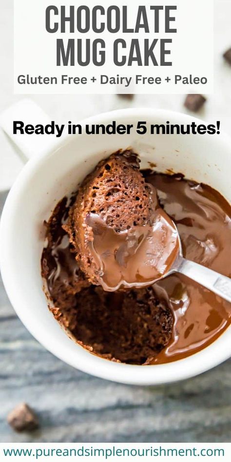 Oat Flour Mug Cake Healthy, Gluten Free Chocolate Mug Cake, Almond Flour Mug Cake, Chocolate Mug Cake Recipe, Mug Cake Recipe, Chocolate Mug Cake, Keto Biscuits, Clean And Delicious, Paleo Desserts