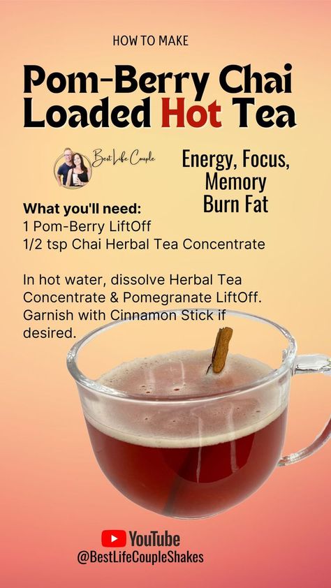 Hot Chai Tea, Herbal Life Shakes, Herbal Tea Concentrate, Hot Tea Recipes, Hot Chai, Energy Tea Recipes, Tea Recipes Diy, Herbalife Nutrition Club, Chai Tea Recipe