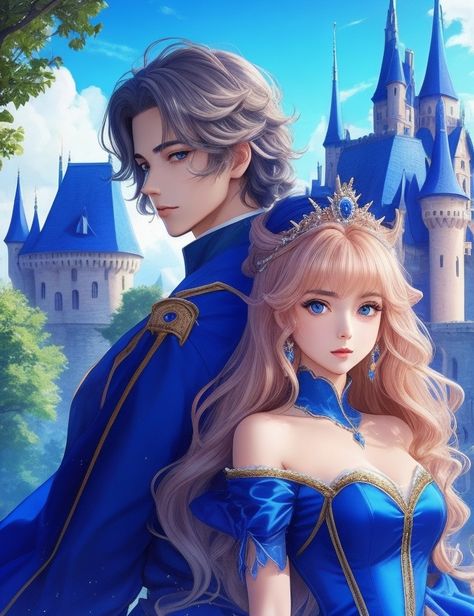 Anime Prince And Princess, King And Queen Anime, King And Queen Pictures, To Be In Love, Anime Prince, Being In Love, Queen Anime, Comics Love, Fantasy Couples