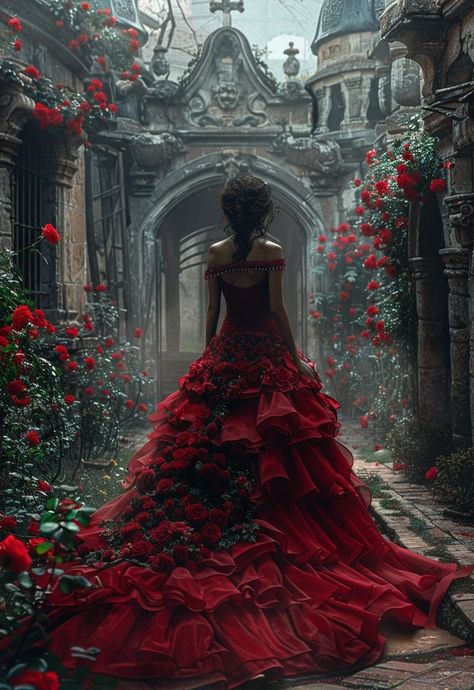 Dark Vogue Aesthetic, Fantasy Red Aesthetic, Red Fantasy Aesthetic, Fantasy Magician, Plus Size Men Outfits, Red Goddess, Blue Aesthetic Dark, Vogue Photo, Scarlett Rose