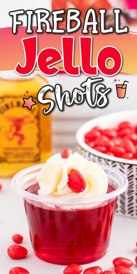 Jello Shots Fireball, Fireball Jello Shots Recipe, Fireball Jello Shots, Cherry Jello Shots, Fireball Recipes, Shots Alcohol Recipes, Christmas Jello, Jello Shots Recipe, Easy Party Drinks