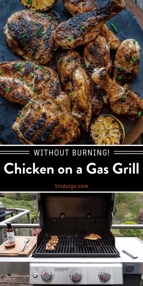 Burning your chicken on a gas grill? Learn how to grill perfect grilled chicken on a gas grill! Makes for a perfect grilled chicken recipe every time! Gas Grill Recipes, How To Grill Chicken, Perfect Grilled Chicken, Cook Skins, Grilled Broccolini, Grilled Recipes, Grilled Chicken Recipe, Grill Chicken, Summer Eats