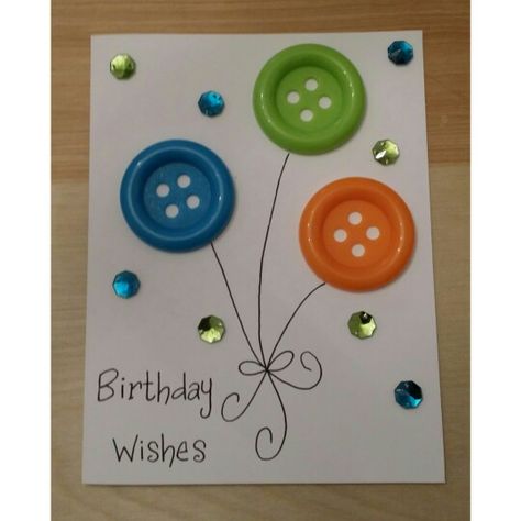 Button Cards Birthday, Birthday Cards With Buttons, Cards With Buttons Handmade, Button Cards Ideas Simple, Diy Button Cards, Diy Cards With Buttons, Button Cards Ideas, Cards With Buttons, Buttons Crafts Diy