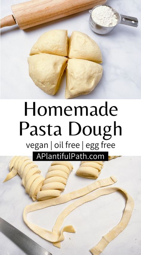 Making vegan pasta dough is easier than you might think! With just a few simple ingredients and a little bit of time, you can have fresh egg free, oil free, pasta dough that is perfect for all of your shaped and filled pastas. Vegan Pasta Dough, Homemade Vegan Pasta, Vegan Pasta Recipes Homemade, Gluten Free Vegan Pasta, Gluten Free Pasta Dough, Vegan Freezer Meals, Pasta Dough Recipe, Vegan Ravioli, Fresh Pasta Dough