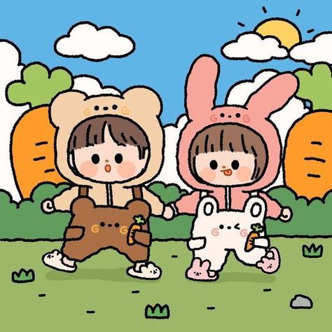 Custom chibi kawaii character Cute Chibi Couple, Chibi Couple, Cute Bear Drawings, Iphone Wallpaper Kawaii, Cute Couple Drawings, 캐릭터 드로잉, Chibi Drawings, Cute Cartoon Drawings, Kawaii Doodles