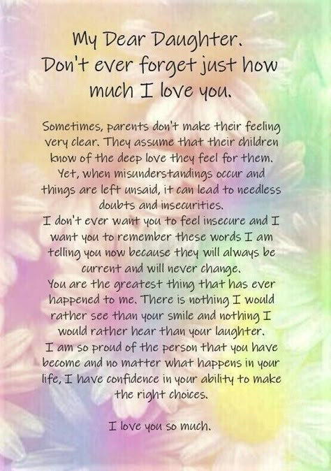 Inspirational Quotes For Daughters, Love You Daughter Quotes, Love My Daughter Quotes, My Dear Daughter, Prayers For My Daughter, Travel Packing List, Daughter Poems, Letter To My Daughter, Birthday Quotes For Daughter