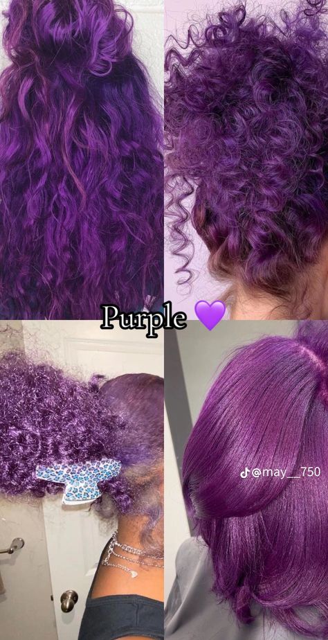 Purple Without Bleach, Purple Natural Hair, Purple Dye, Dyed Natural Hair, Dye Colors, Pretty Hair Color, Hair Dye Colors, Hair Stuff, Pretty Hair