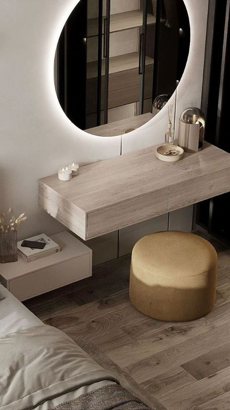 Minimalist Vanity Ideas Bedroom, Small Vanity Table, Bedroom Vanity Set, Luxury Living Room Decor, Home Hall Design, Luxury Closets Design, Dream Apartment Decor, Home Design Floor Plans, Bedroom Decor Design