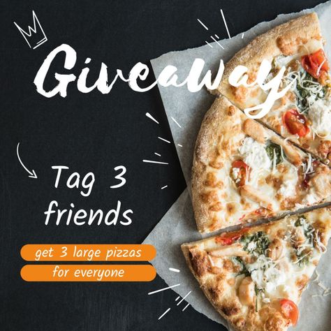 Giveaway Pizza Ad Instagram Post 1080x1080px graphics template. Edit online and download for free. Instapost Design, Pizza Ads, Giveaway Design, Italian Fast Food, Mayonnaise Recipes, Pepper Lunch, Pizza Photography, Pizza Pictures, Food Giveaways