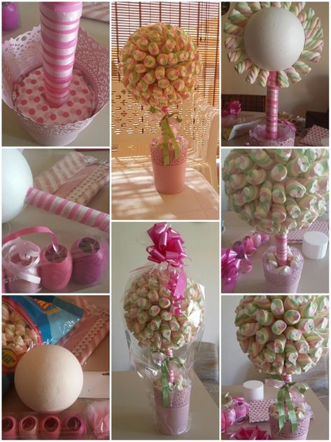 Candy Centerpiece, Candy Trees, Chocolate Bouquet Diy, Idee Babyshower, Sweet Trees, Candy Cakes, Candy Crafts, Birthday Candy, Candy Table