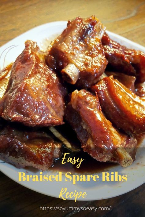 Easy Braised Spare Ribs Recipe Braised Spare Ribs Recipe, Braised Spare Ribs, Pork Riblets Recipe, Pork Short Ribs, Pork Spare Ribs Recipe, Spare Ribs Recipe, Pork Riblets, Riblets Recipe, Spareribs Recipe