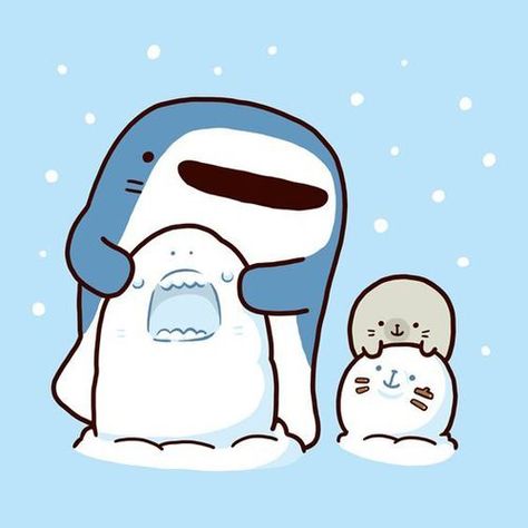 dO yOu wAnNa bUiLd a sNoWmAn Samezu Shark, Sea Puppies, Penguin Drawing, Playing In The Snow, Cute Shark, Cute Posts, Cute Animal Drawings Kawaii, Kawaii Doodles, Amazing Drawings