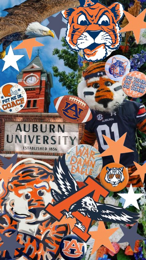 #auburntigers #wareagle #auburn #cute #football #fan #myfirstshuffle Auburn Aesthetic Wallpaper, Auburn Football, College List, Vet School, College Dorm Room Decor, Wallpaper Iphone Summer, College Aesthetic, Dream College, Dream School