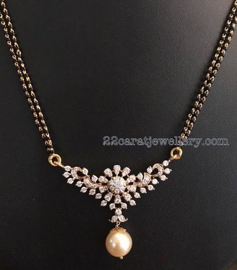 Nalla Pusalu, Mangal Sutra, Gallery Jewelry, Black Beads Mangalsutra Design, Diamond Pendants Designs, Mangalsutra Design, Black Beads Mangalsutra, Beautiful Gold Necklaces, Diamond Mangalsutra